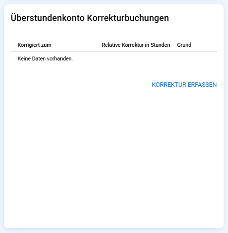 Historie der Überstunden-Korrekturbuchungen