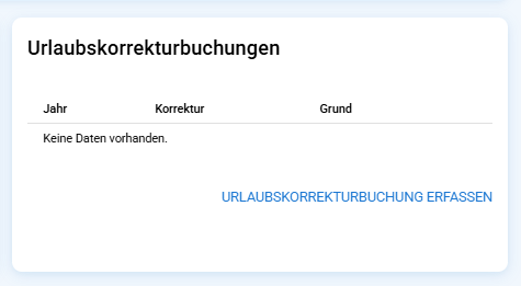 Historie der Urlaubskorrekturbuchungen