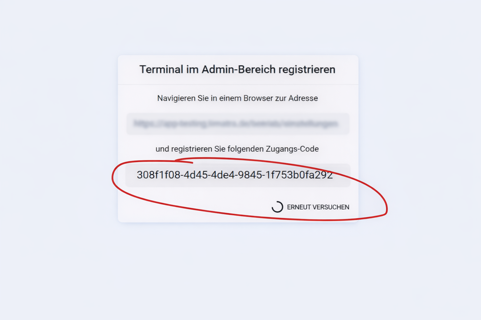 Liste der registrierten Terminals mit der Schaltfläche „Neues Terminal“